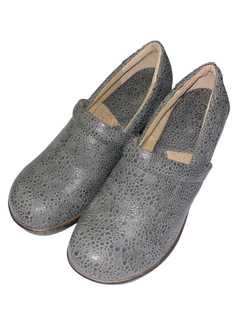 B.o.c. By Born Peggy Gray Metallic Pewter Pebbled Slip-On Clogs - Size 9.5M